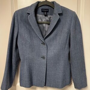 Ann Taylor Slate Blue Herringbone Tailored Blazer